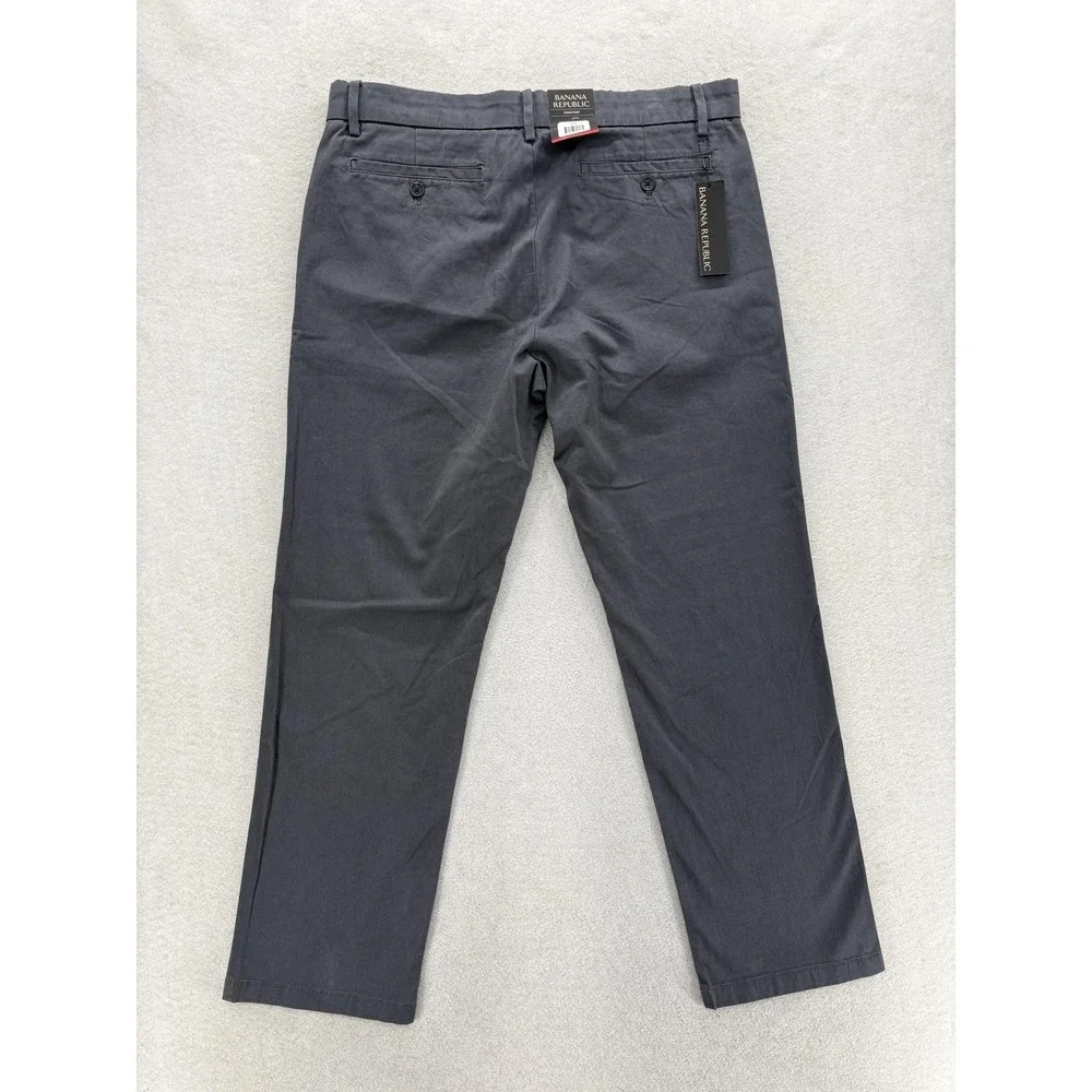 Banana Republic Chino Pants Mens 34x29 Gray Regular Fit Stretch Casual Preppy